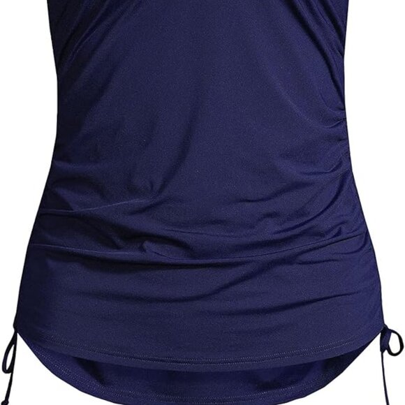 Lands' End Women's Adjustable V-Neck Underwire Tankini Top Navy Blue SPF - Picture 4 of 6